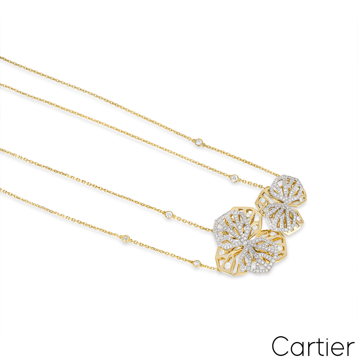 Cartier Yellow & White Gold Diamond Caresse d’Orchidées Necklace